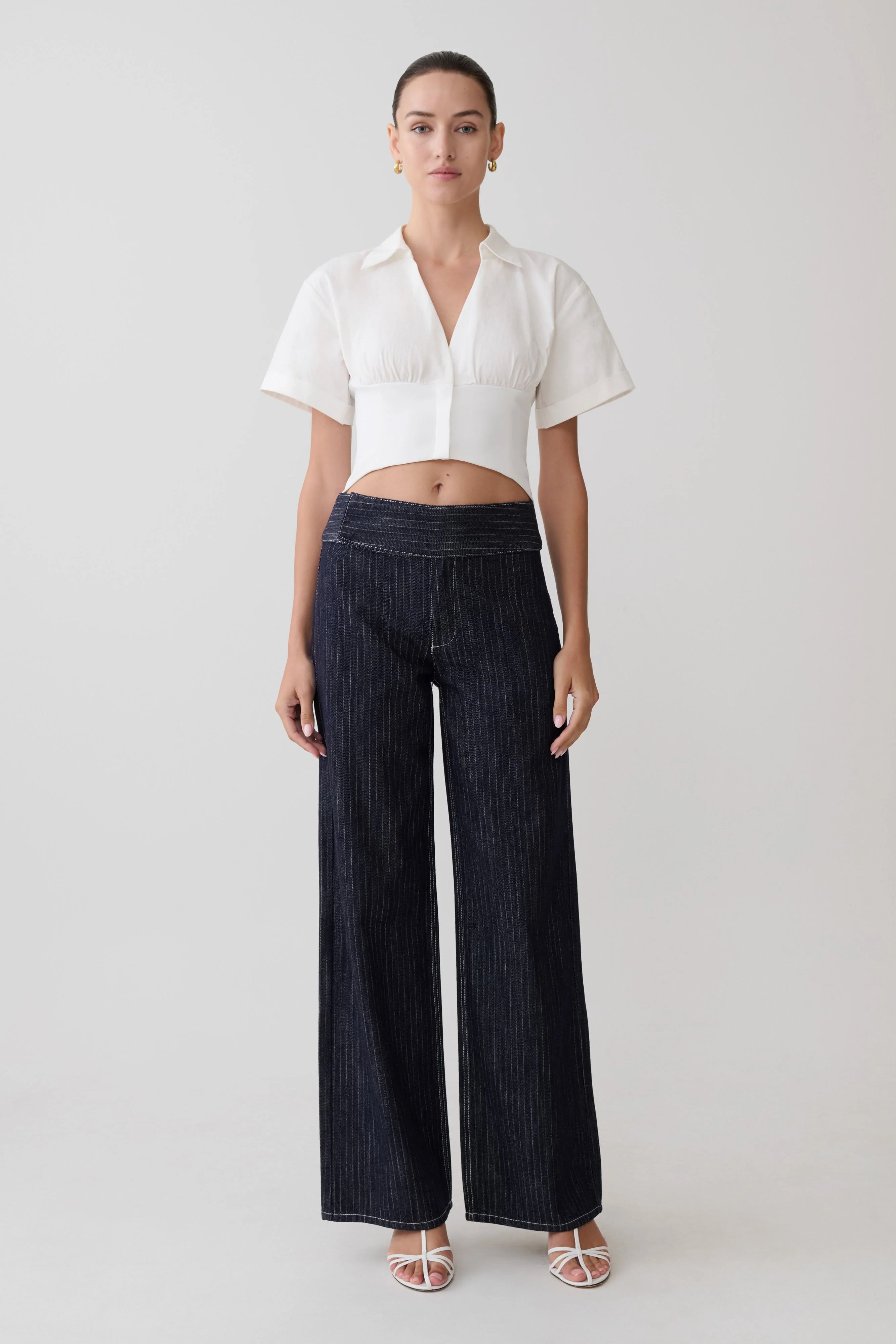 Noelia Tie Back Short Sleeve Shirt White