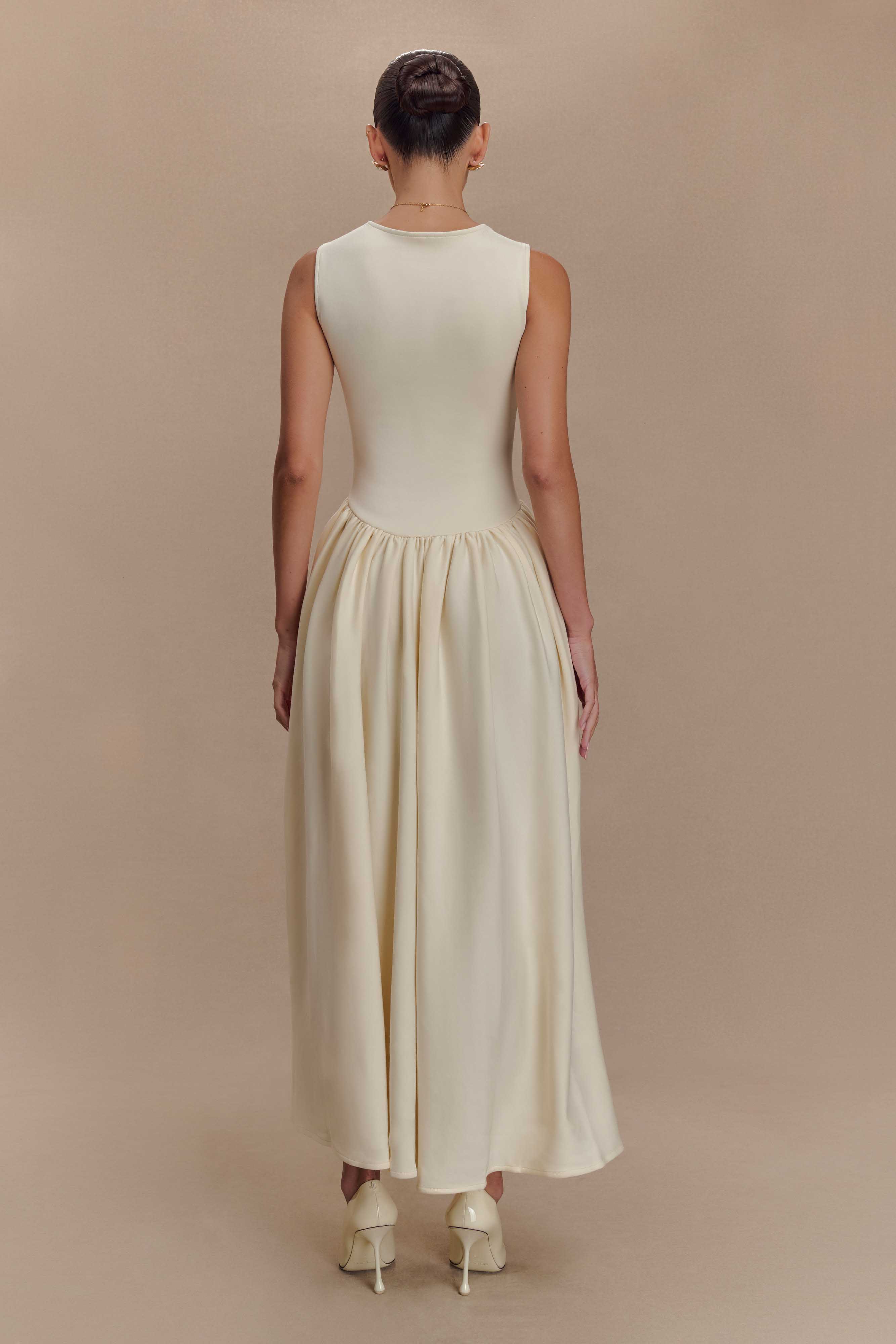 Sharon Scuba Jersey Midi Dress Ivory