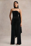 Arcane Black Velvet Bandeau Jumpsuit With Scarf
