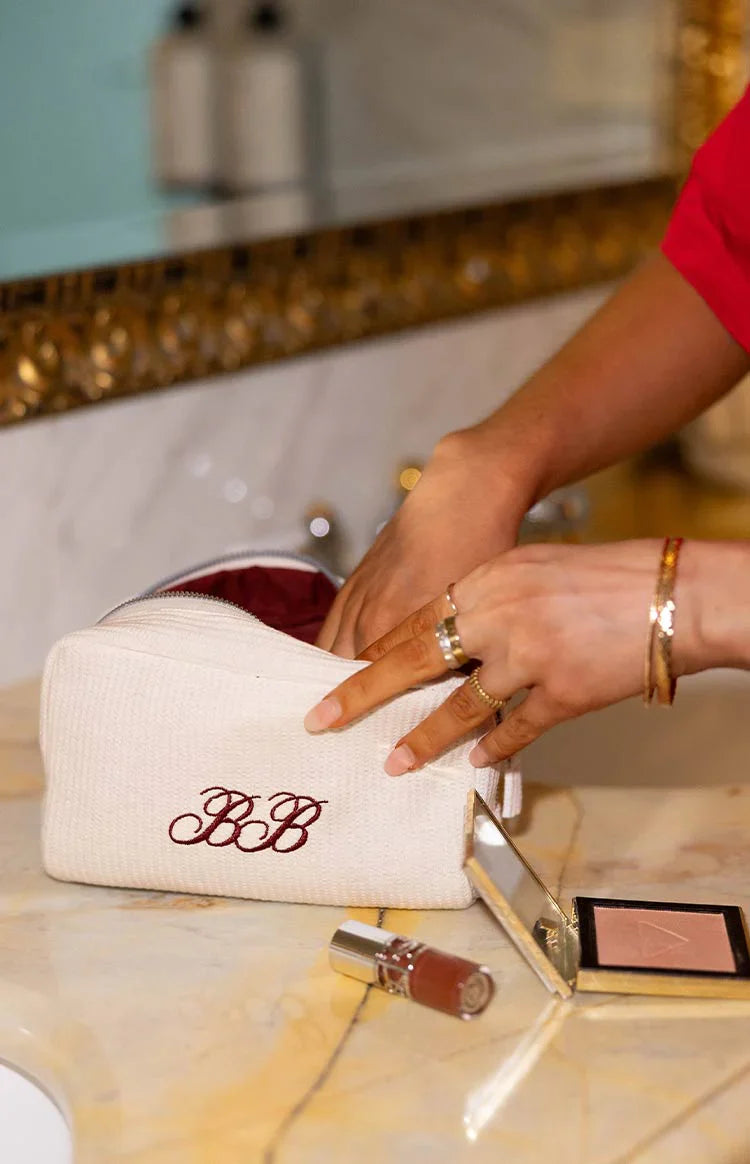 Glow Time White Embroidered Makeup Bag FREE over 150