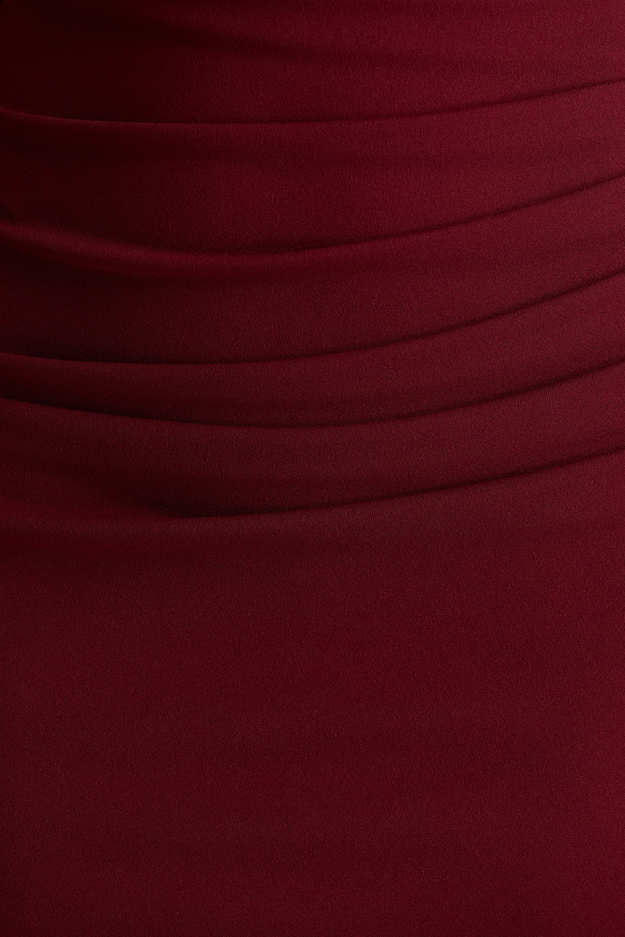 Leah Burgundy Asymmetric Neck Midi Dress With Cape Sleeve