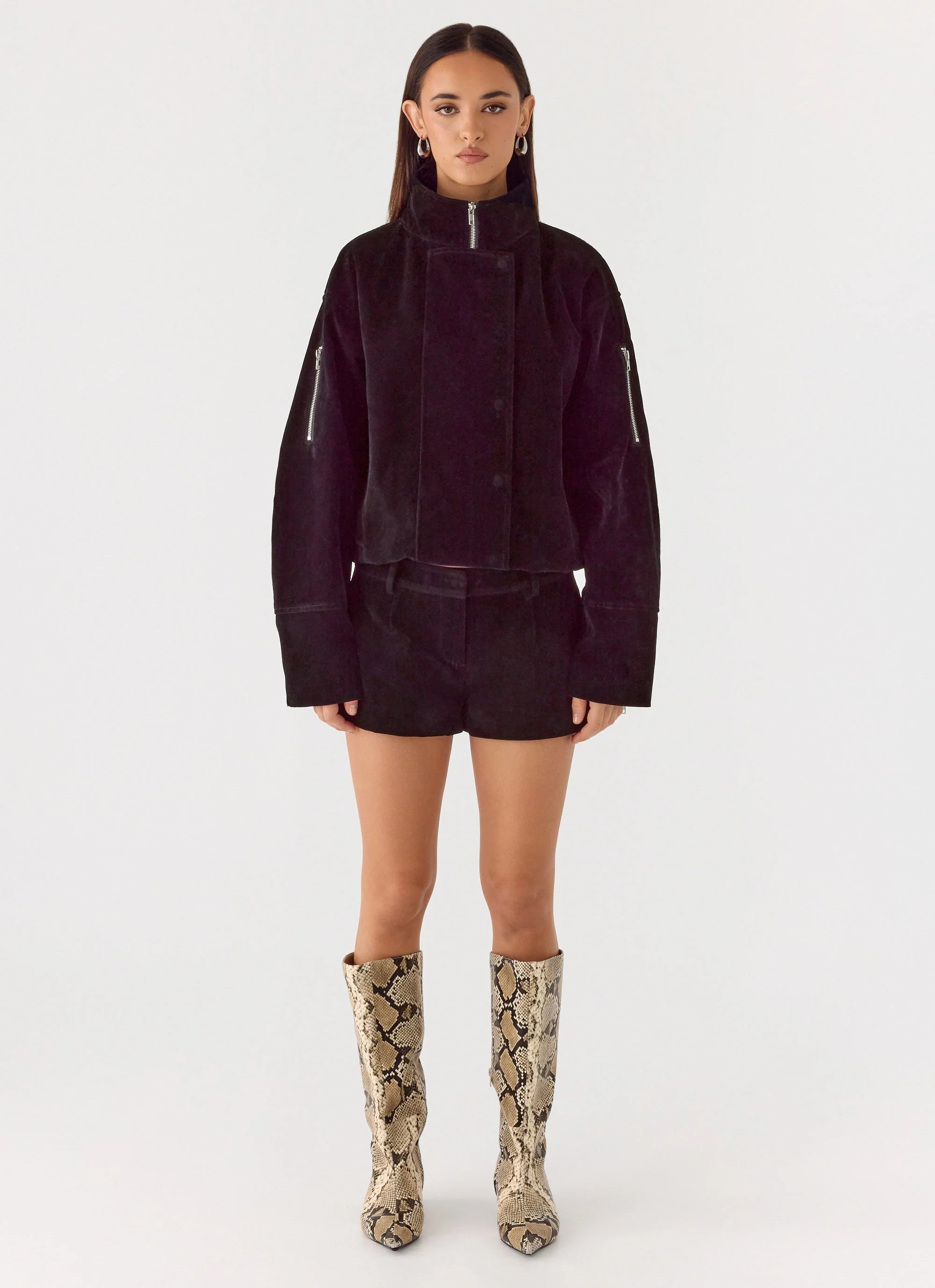Marlow Faux Suede Jacket Black