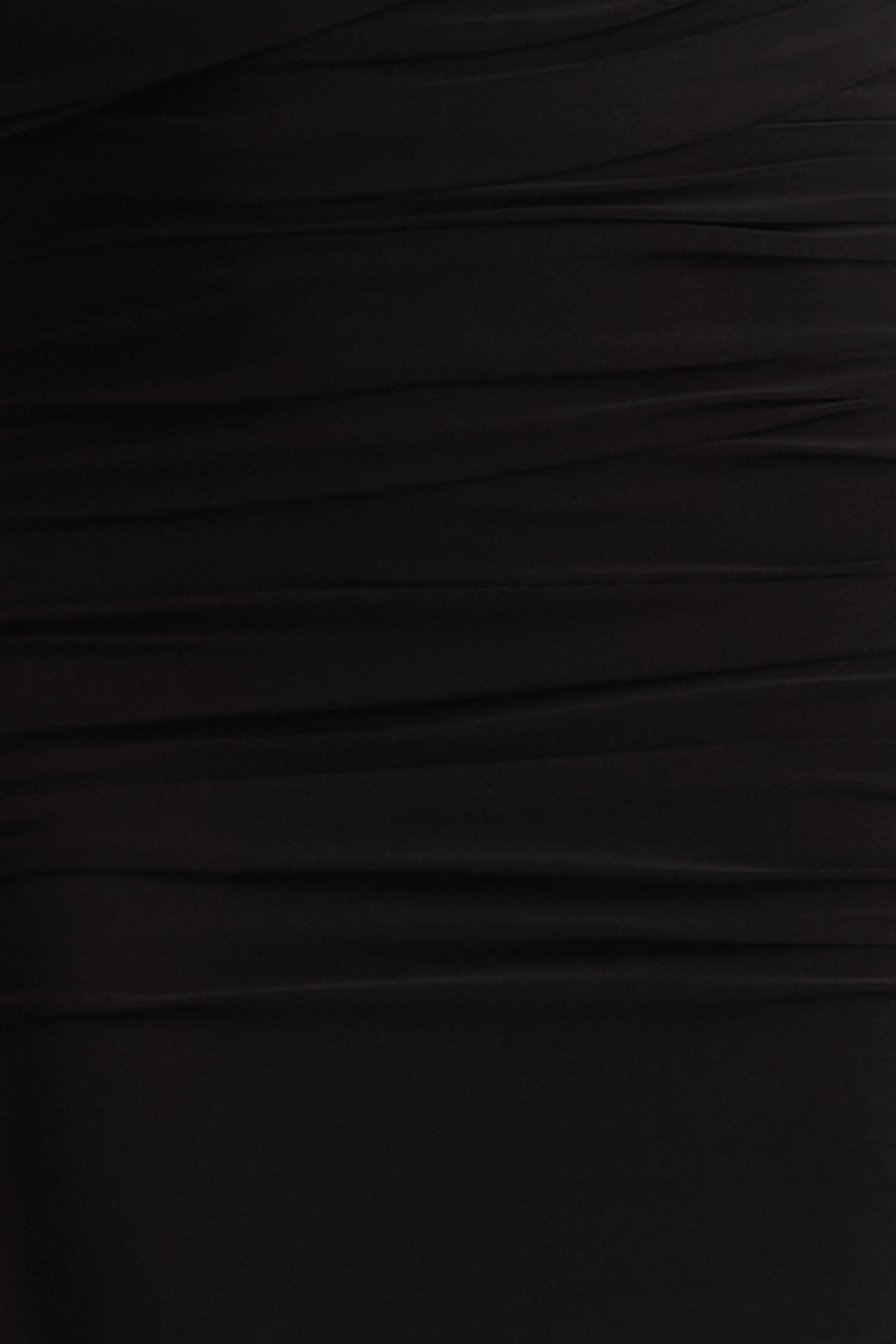 Glitz Black High Neck Maxi Dress With Cape Sleeve and Ruched Detail