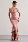 Cotillion Blush Sweetheart High Low Maxi Dress With Ruffle Hem