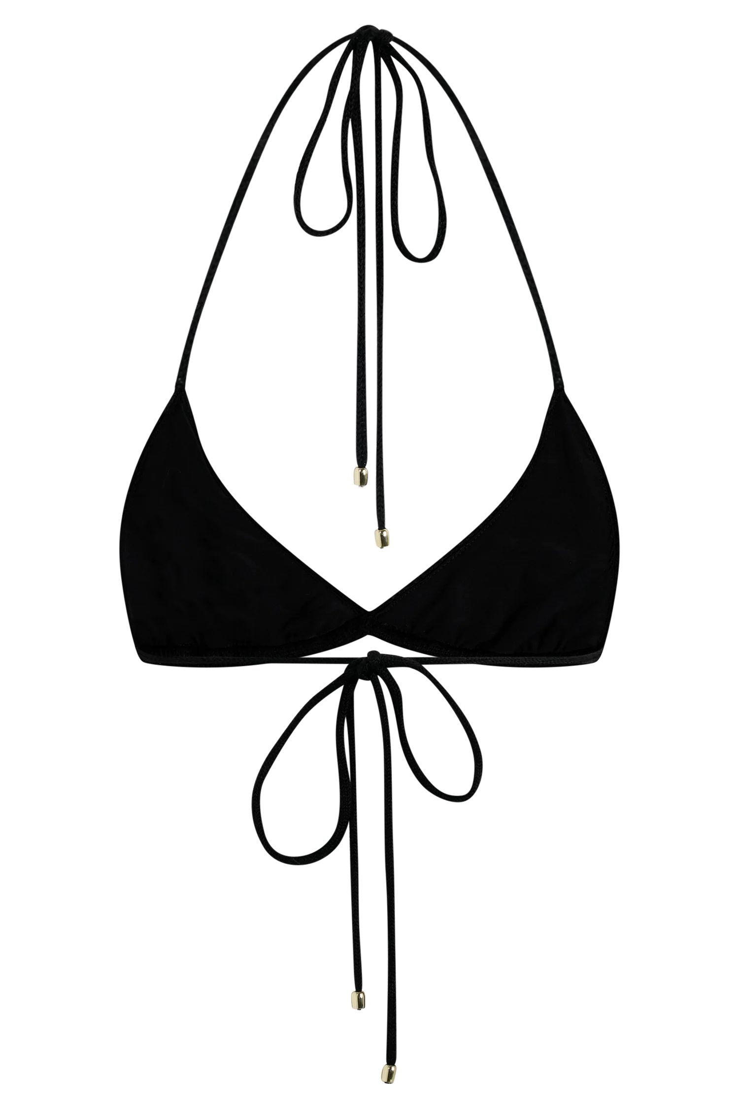 Huntleigh Crochet Bikini Top Black Gold Sunshine Print