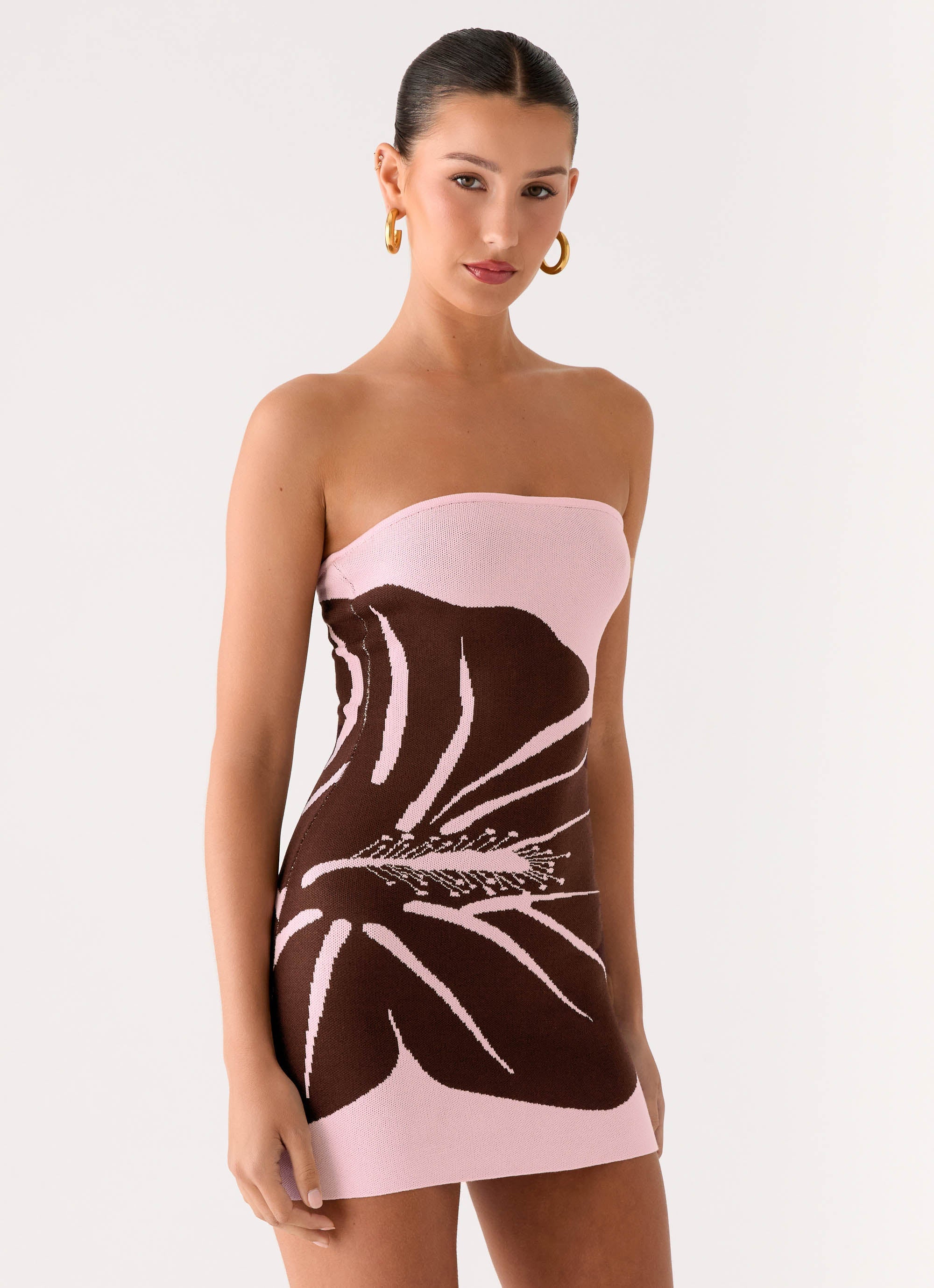 Kader Strapless Knit Mini Dress Espresso Meadow