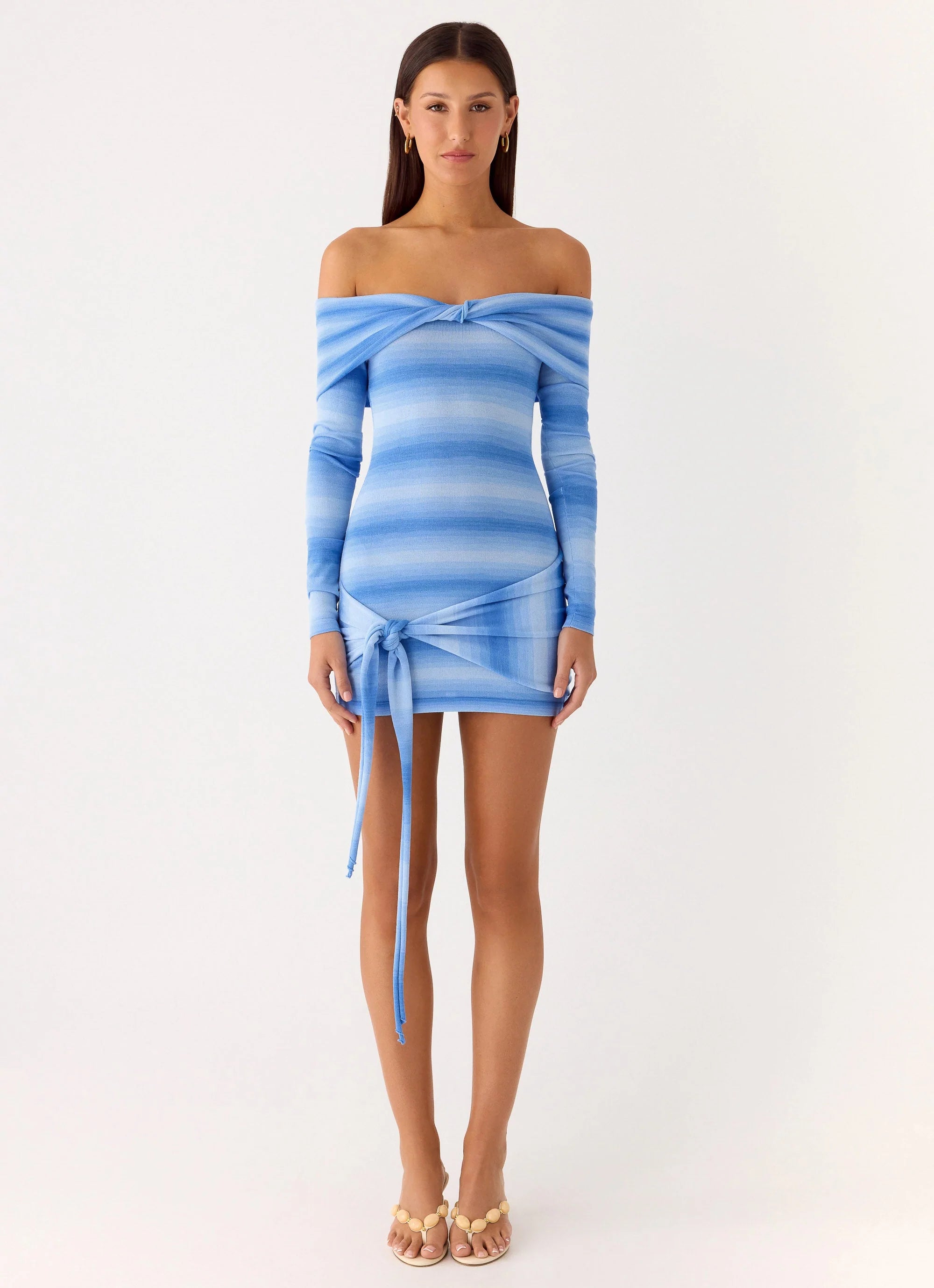 Gomez Bardot Knit Mini Dress Cerulean