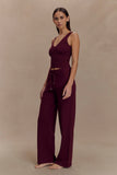 Natalya Ribbed Knit Cami Top Merlot