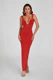 Women Sexy Backless Dress V Neck Sleeveless Open Back Split Maxi Dress Party Cocktail