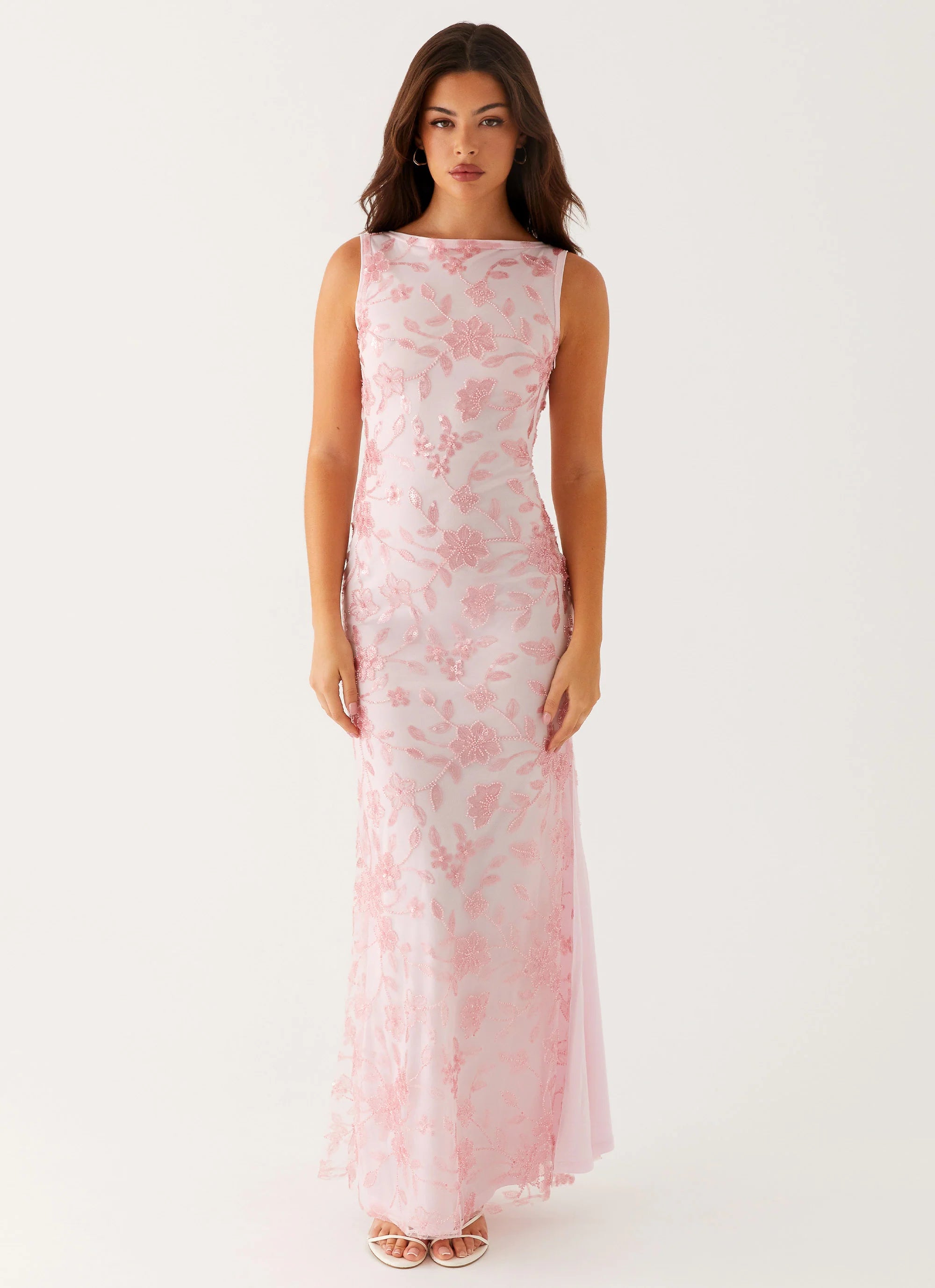 Moorey High Neck Maxi Dress Pink
