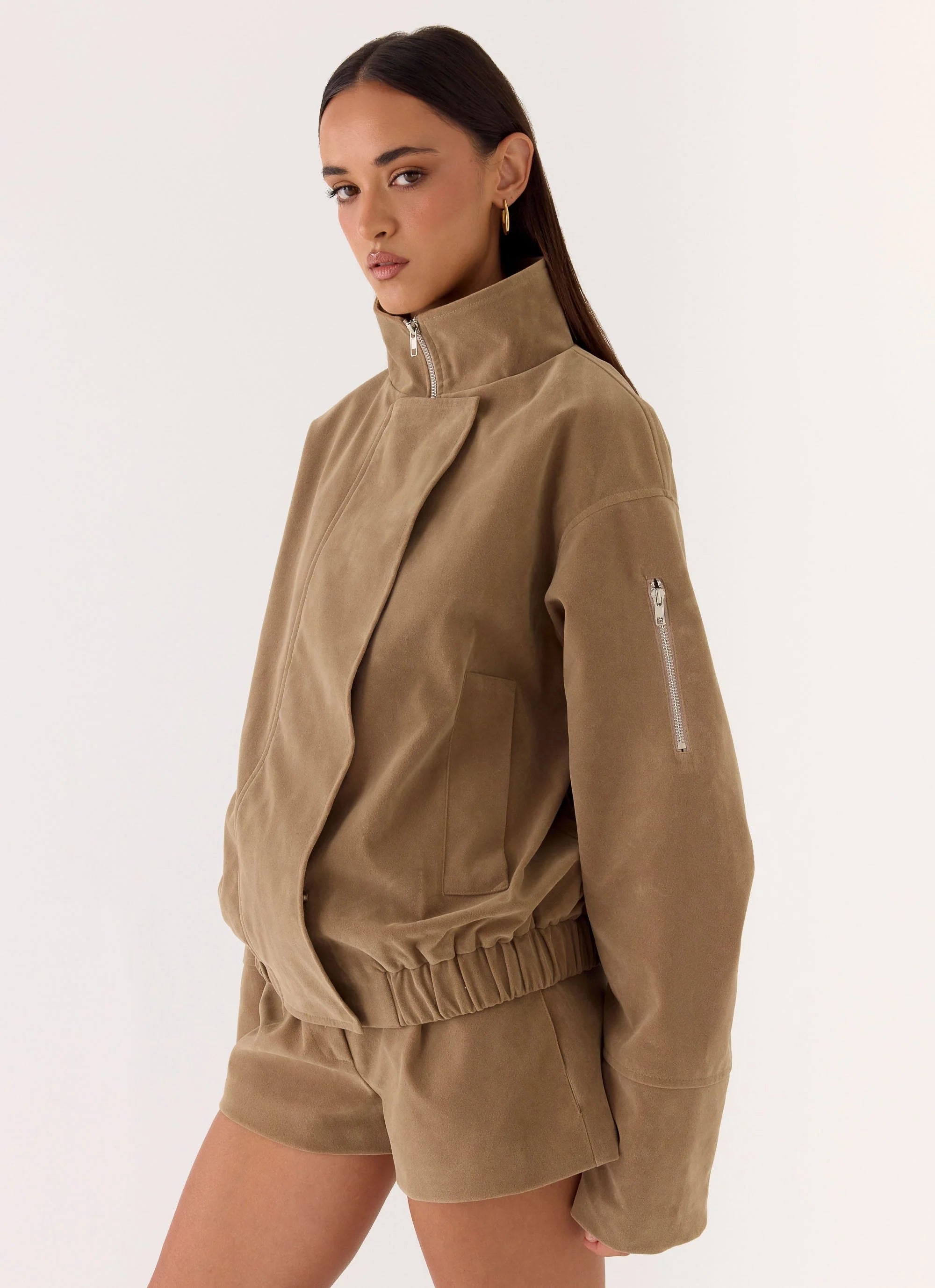 Marlow Faux Suede Jacket Taupe