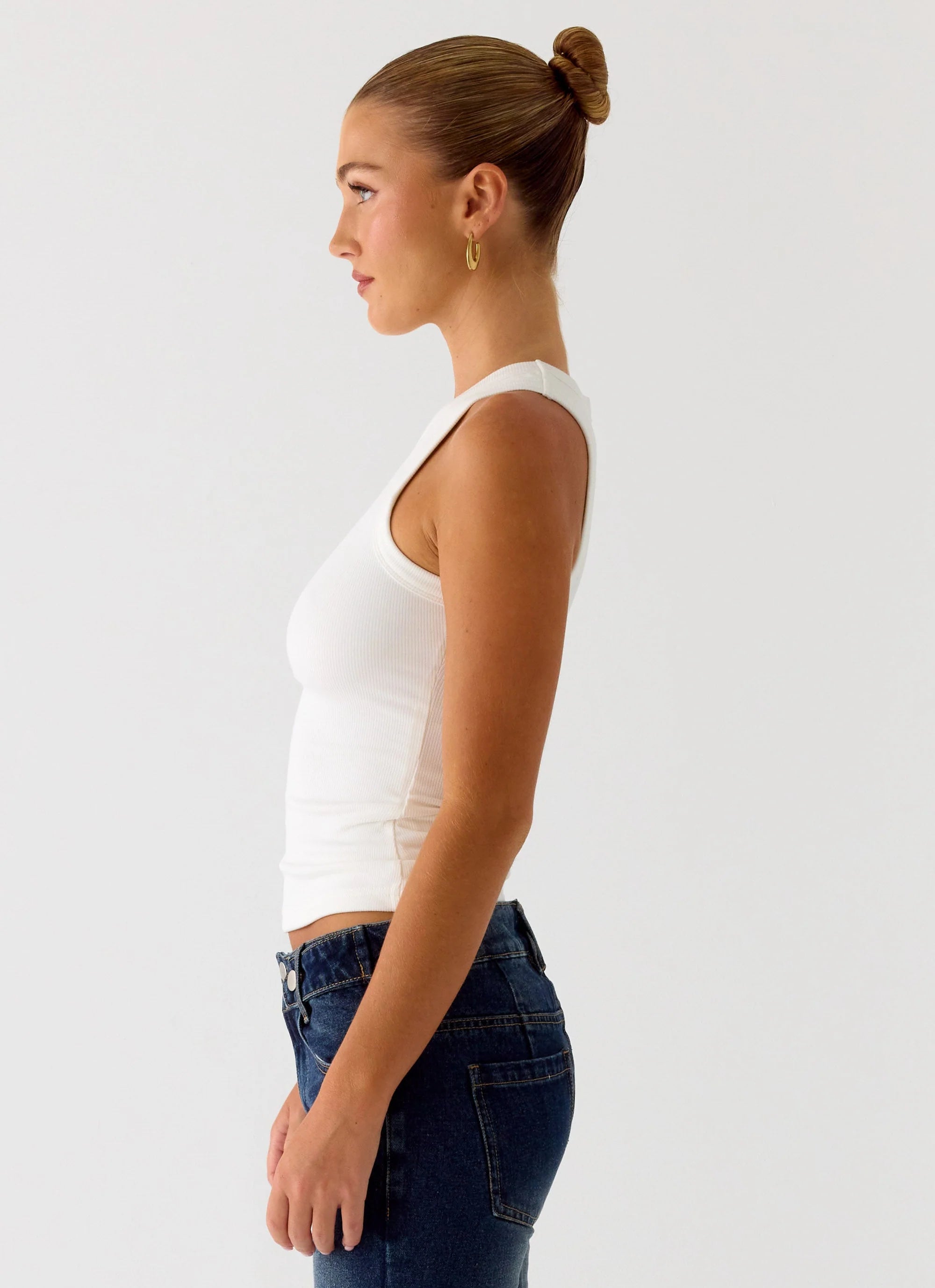 See Me Twice Ribbed Top White