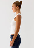 See Me Twice Ribbed Top White