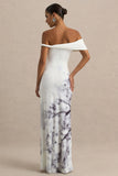 Sachi White Print Twisted Bardot Maxi Dress