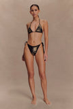 Huntleigh Crochet Bikini Bottom Black Gold Sunshine Print