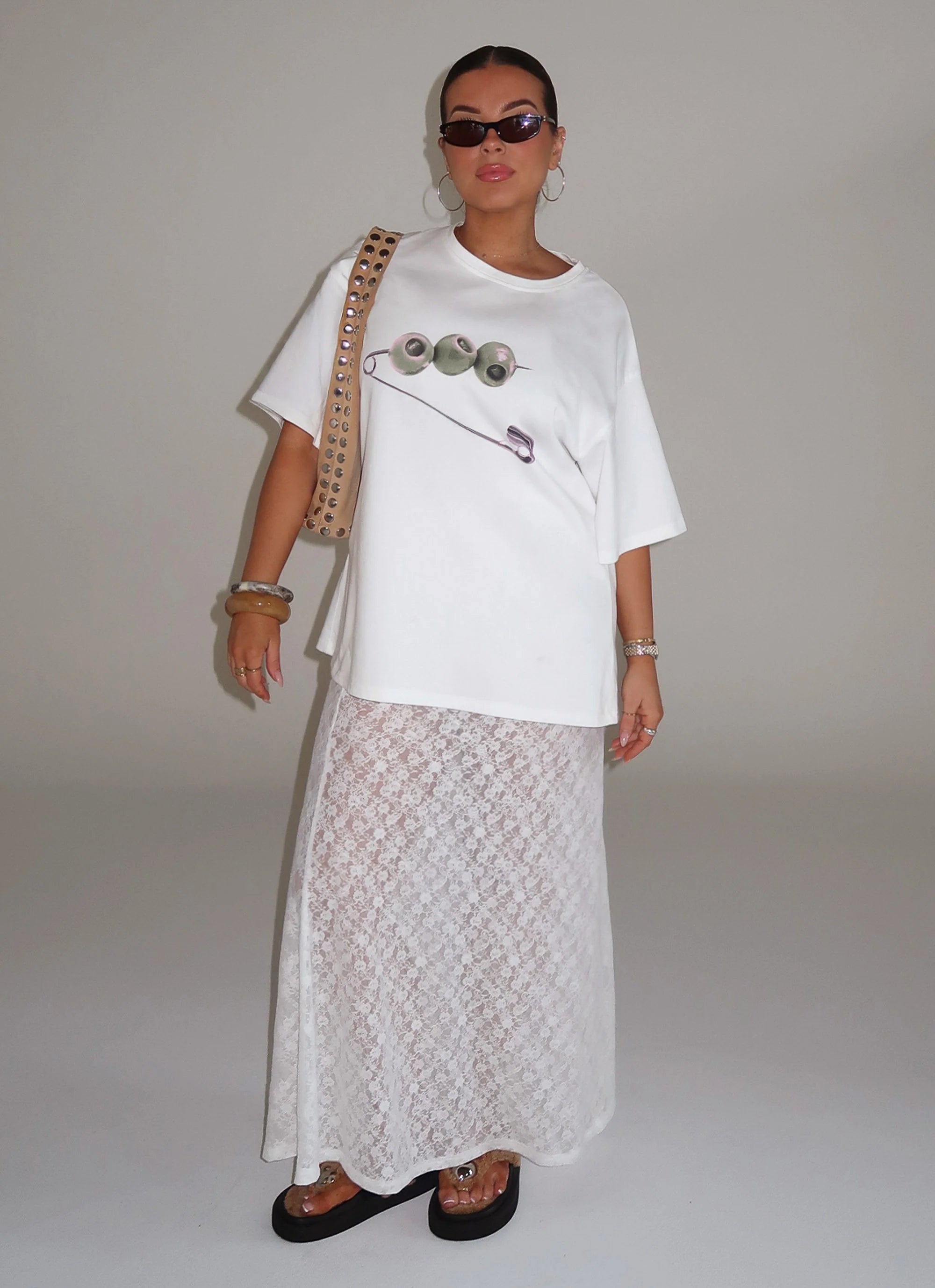 Jaz Lace Maxi Skirt White
