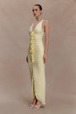 Alessandra Slinky Ruffle Maxi Dress Lemon