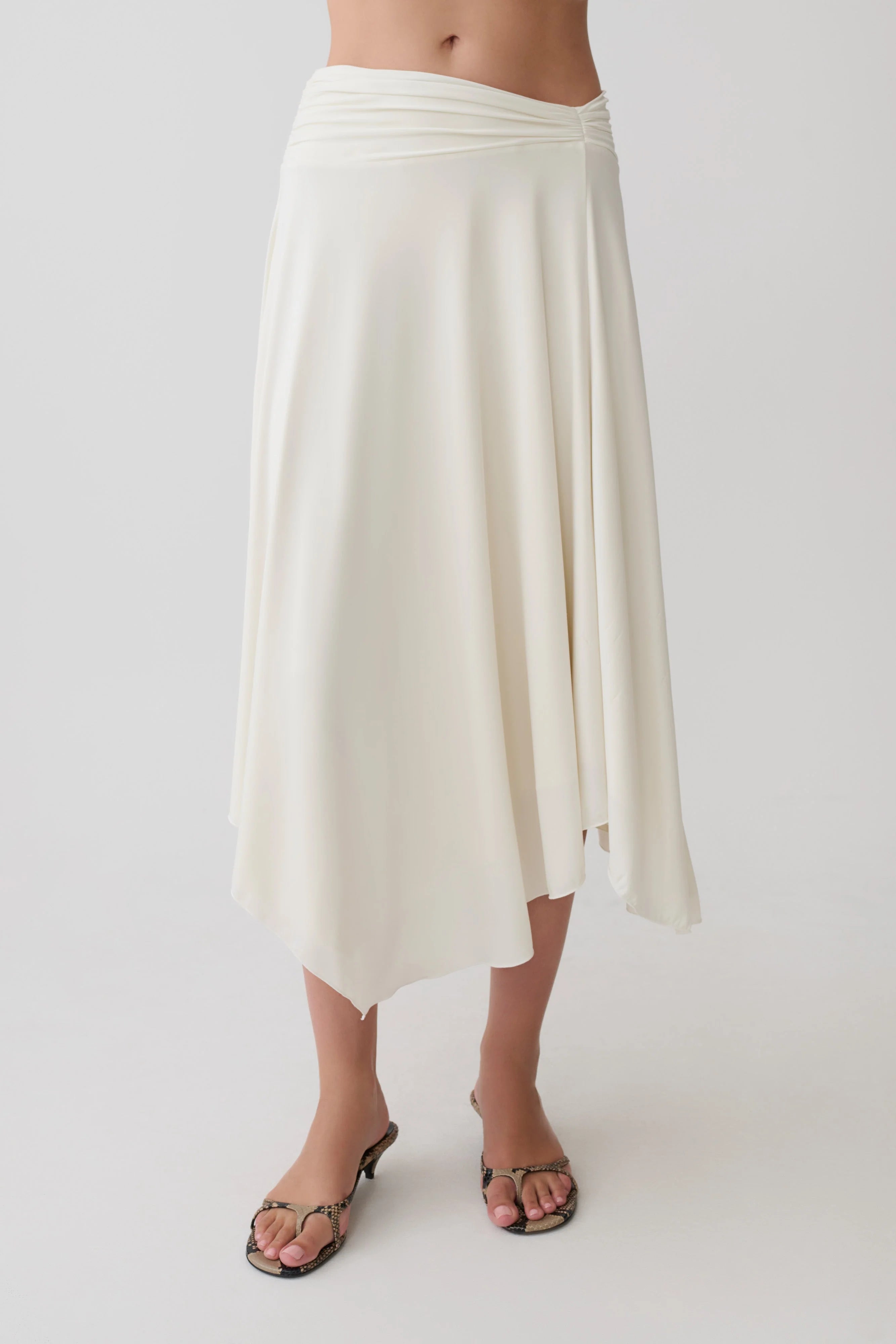 Luu Slinky Midi Skirt Ivory