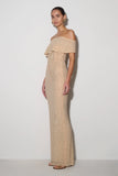 Phi Multi Wear Cowl Diamante Maxi Dress Gold