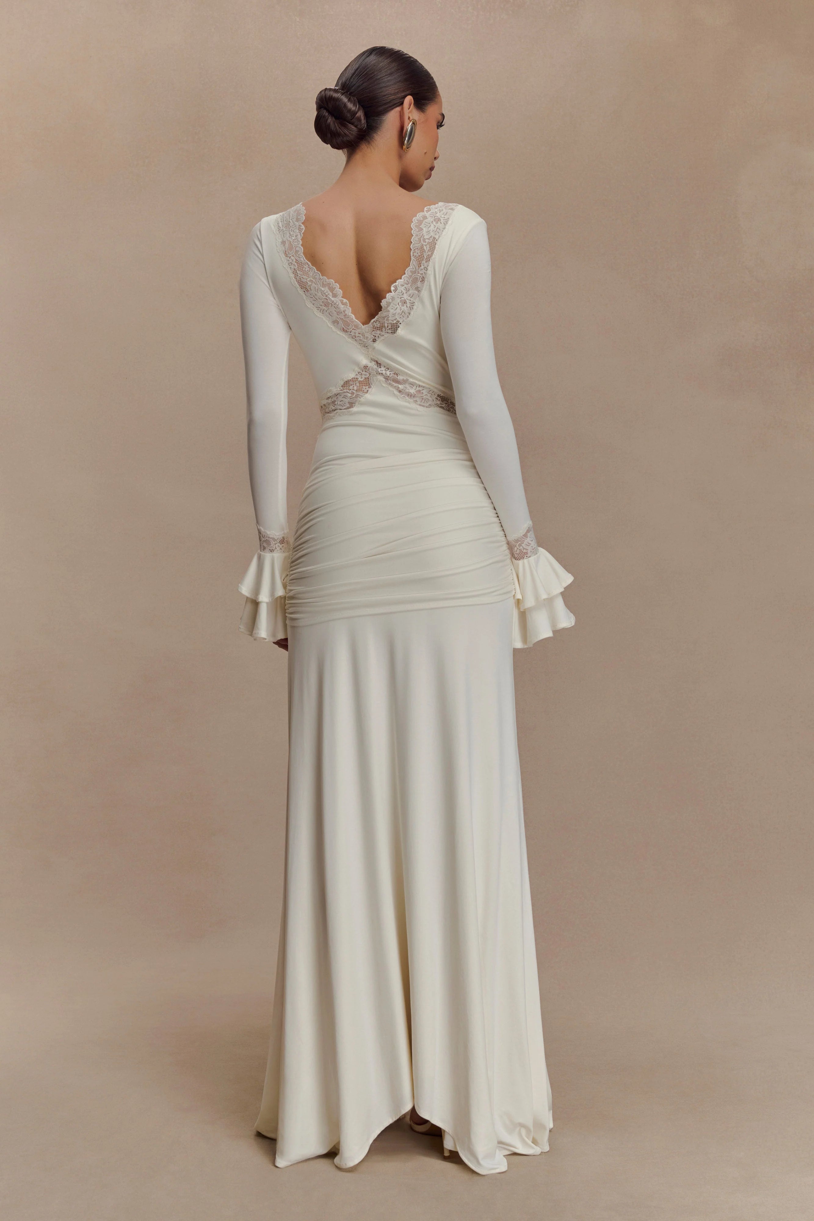 Electra Slinky Lace Maxi Dress Ivory