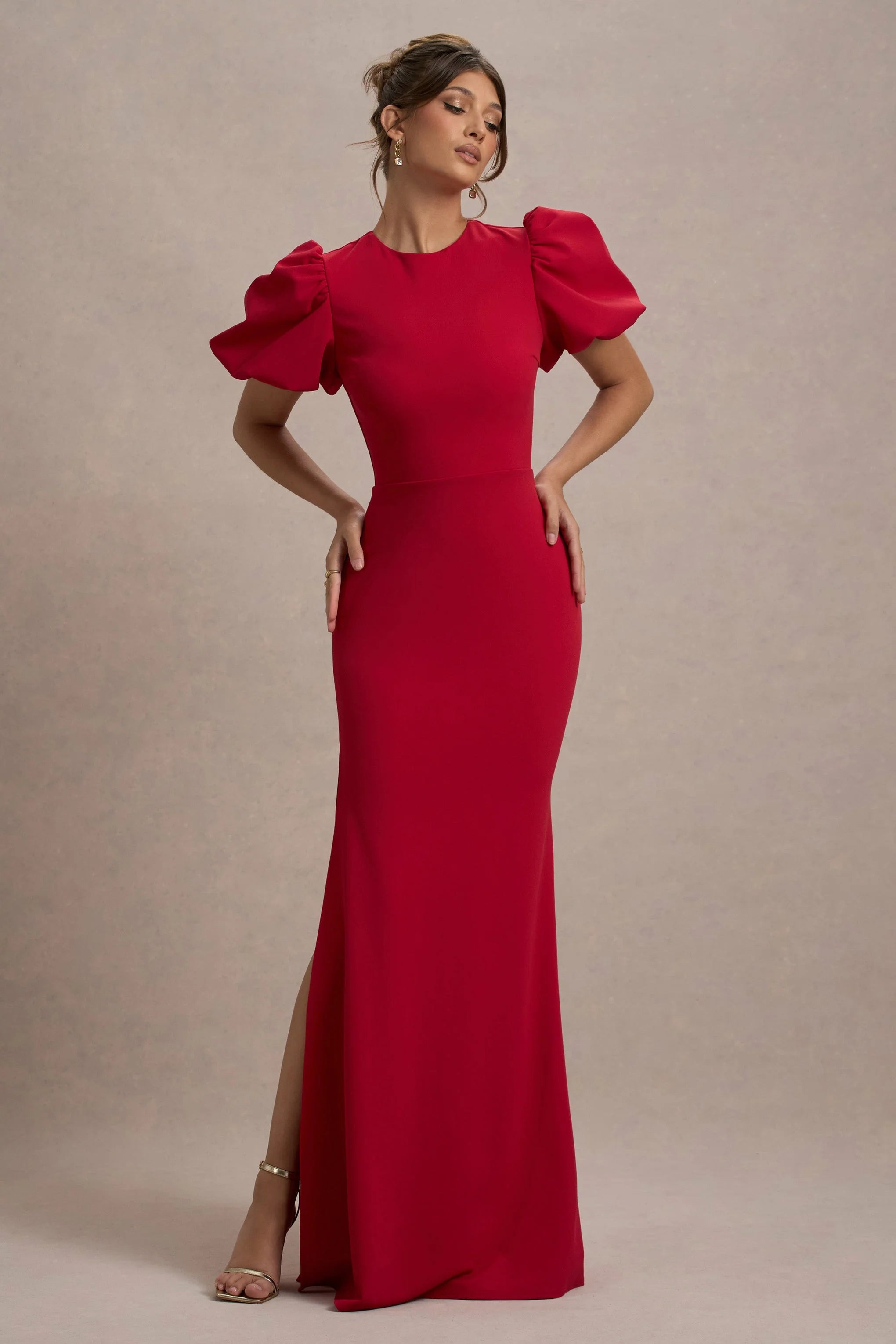 Love Letters Red Puff Sleeve Maxi Dress