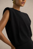 Meave Black Boat Neck Maxi Dress With Draped Detail