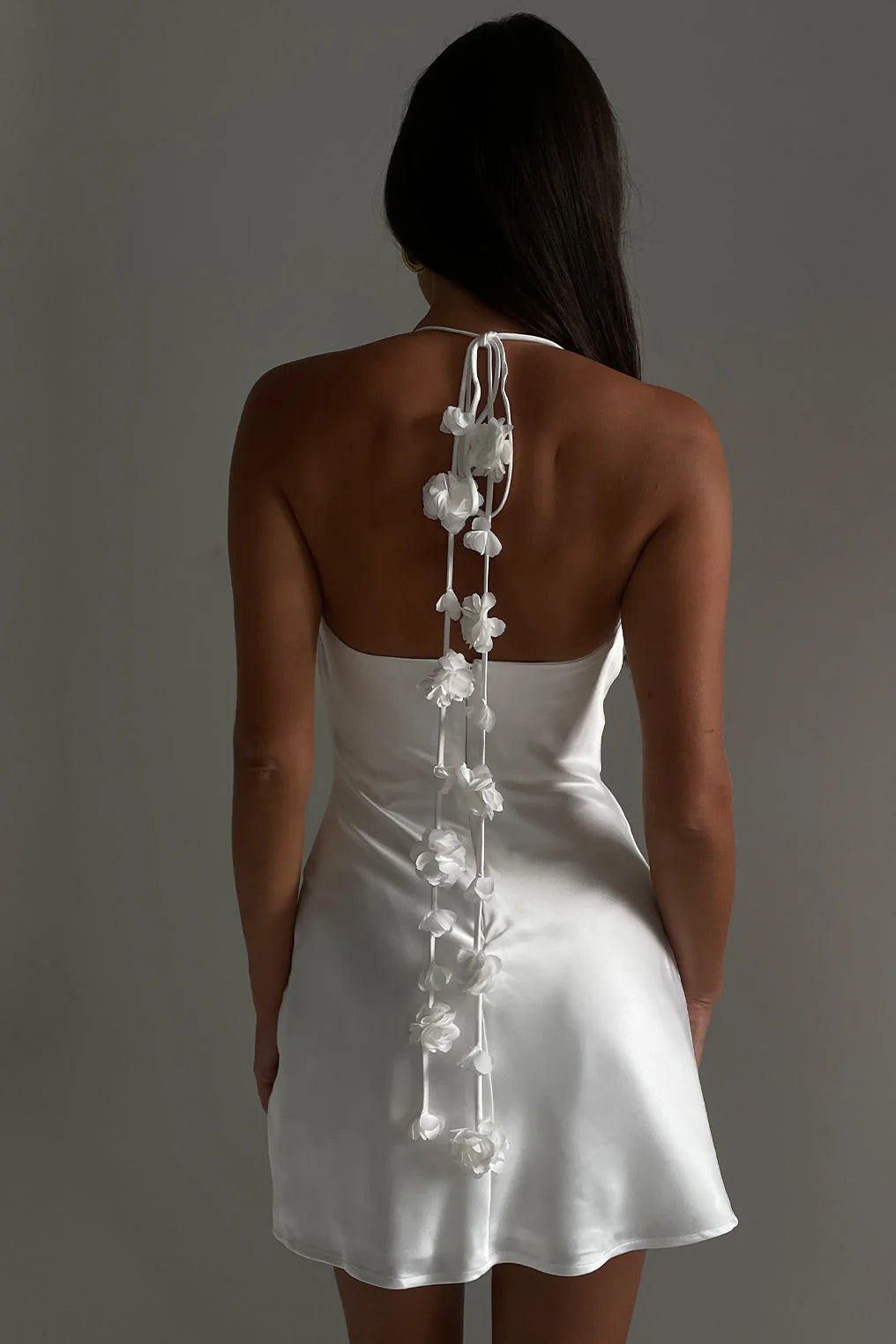 Otillie Rose Halter Mini Dress White