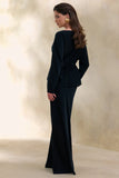 Elaria Black Satin Maxi Skirt