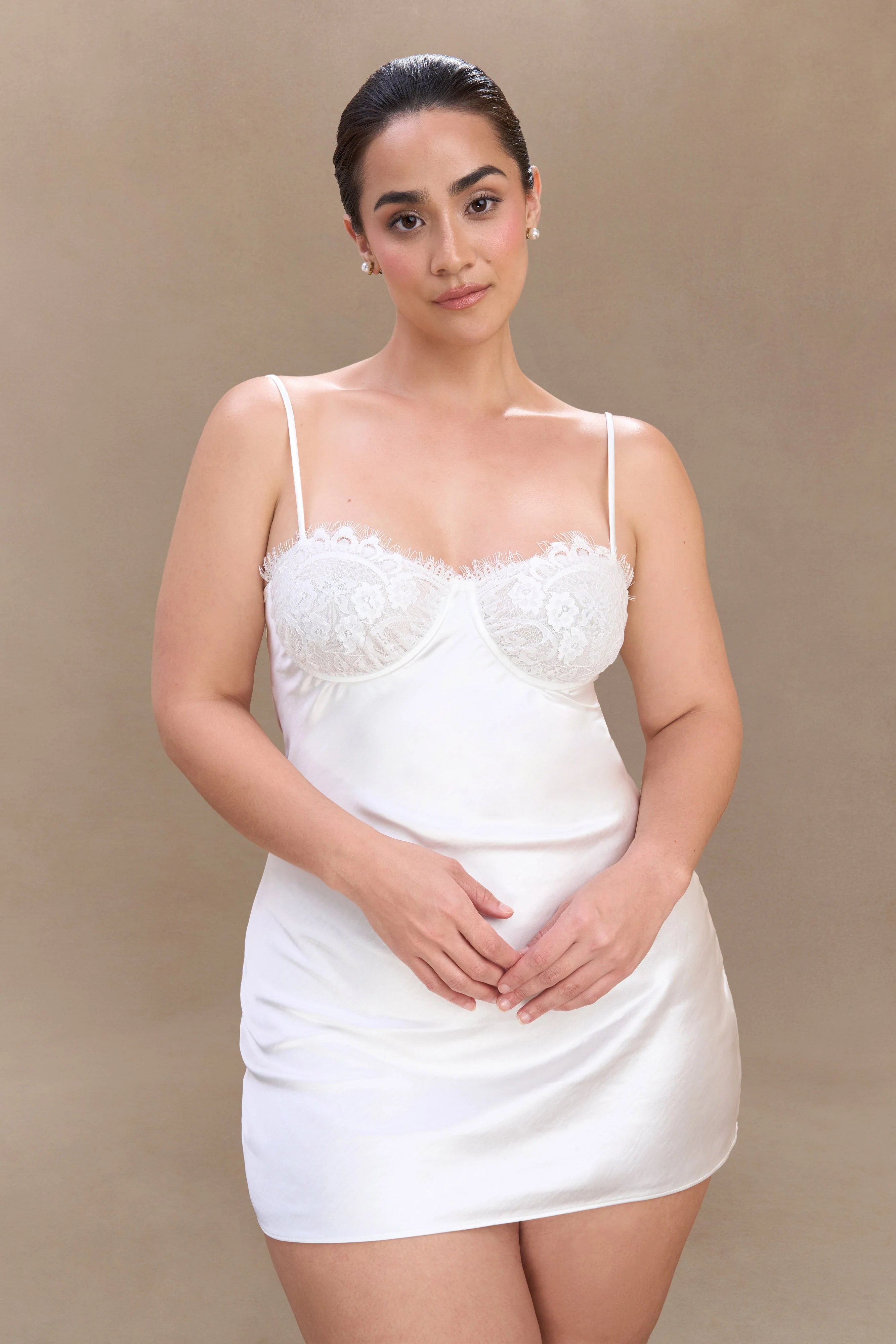 Scarlett Satin Slip Mini Dress Ivory