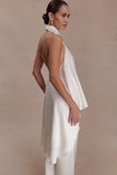 Sydney Asymmetrical Satin Halter Top Ivory
