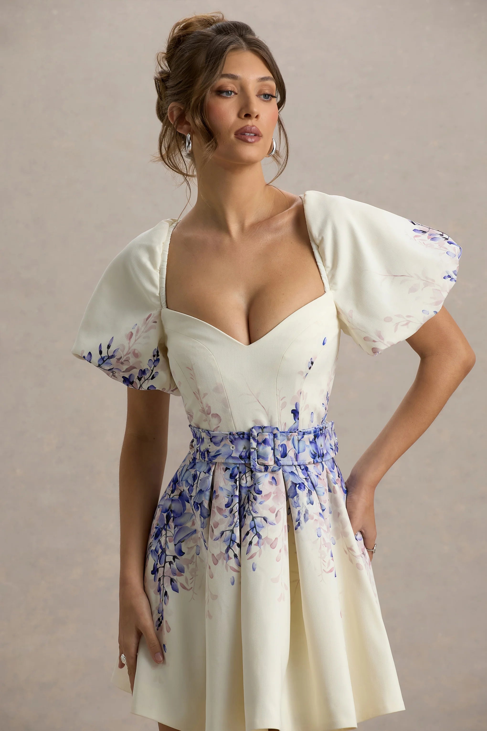 Tapia Wisteria Print Belted Mini Dress