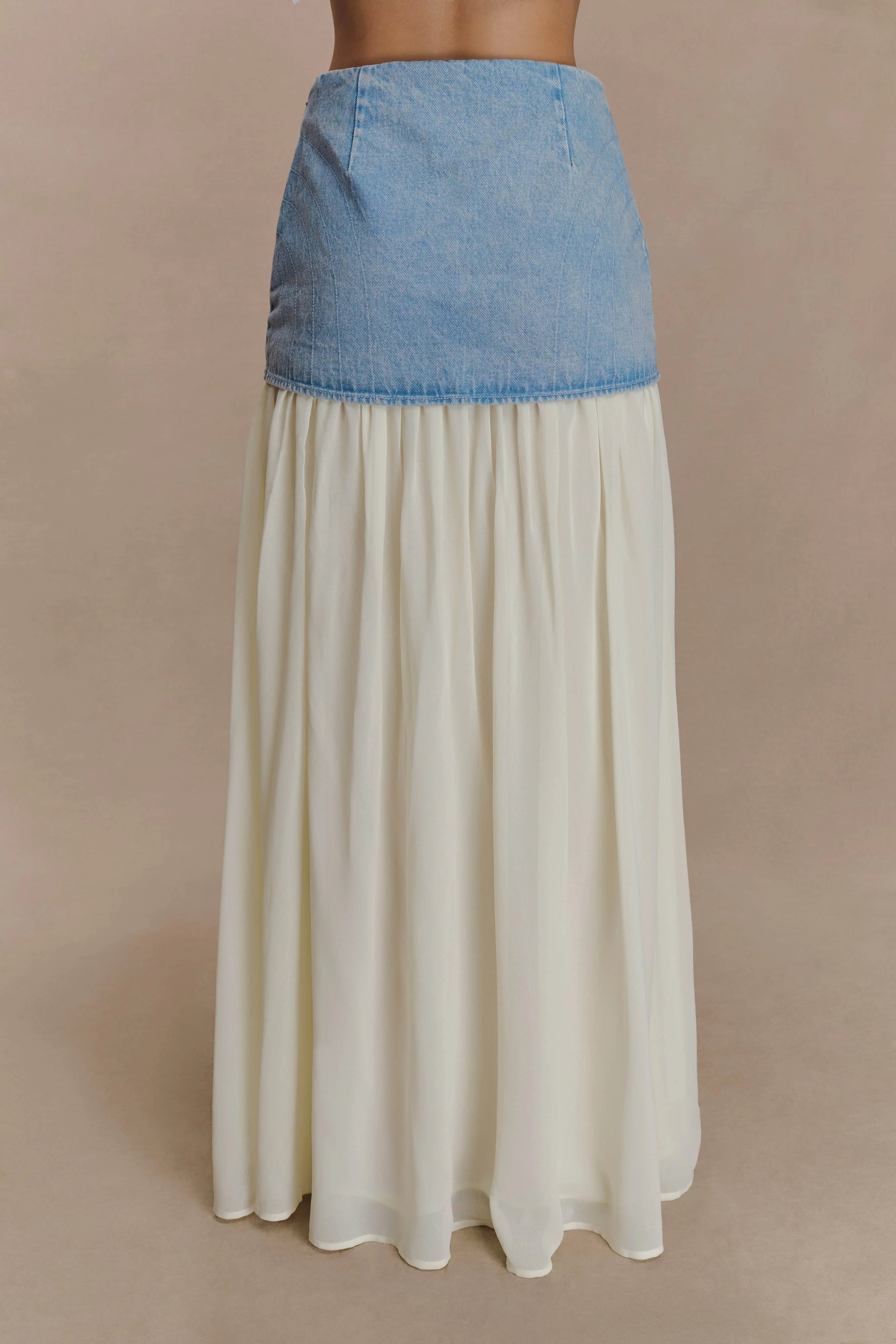 Tully Chiffon Denim Maxi Skirt 80S Blue