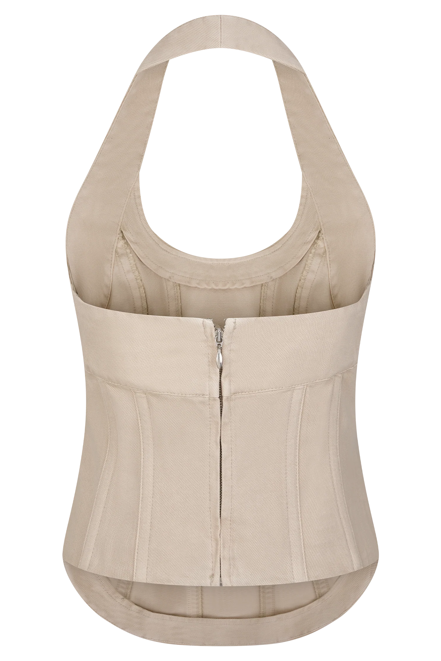 Meadow Denim Corset Halter Top Stone Wash