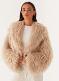 Virginia Cropped Faux Fur Jacket Taupe