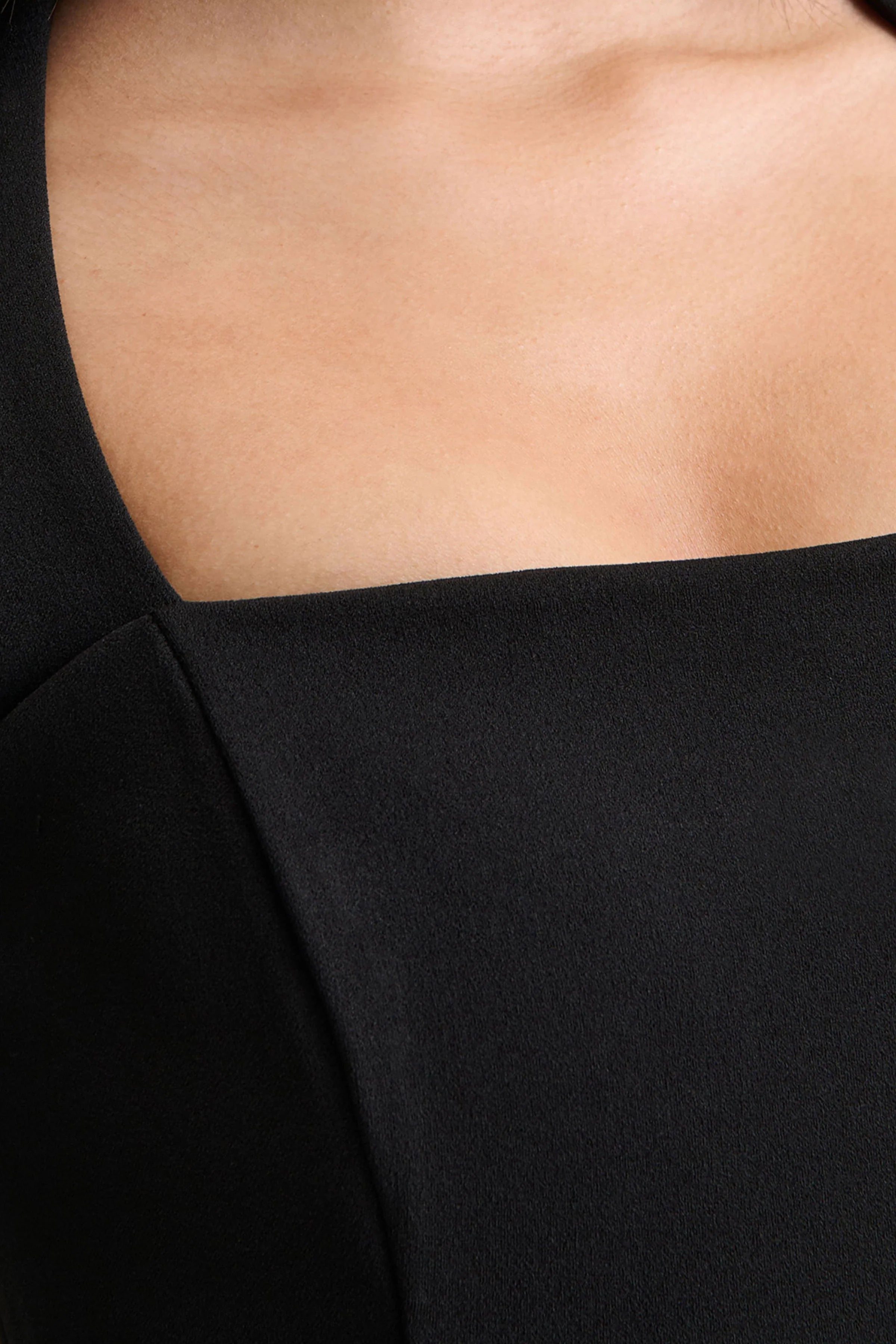 Melinda Black Square Neck Midi Dress With Mesh Detailing
