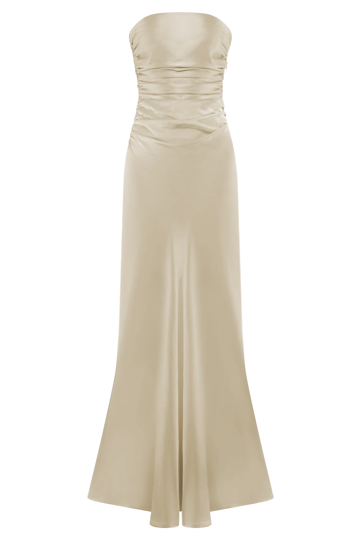 Cedar Strapless Satin Maxi Dress Blush Gold