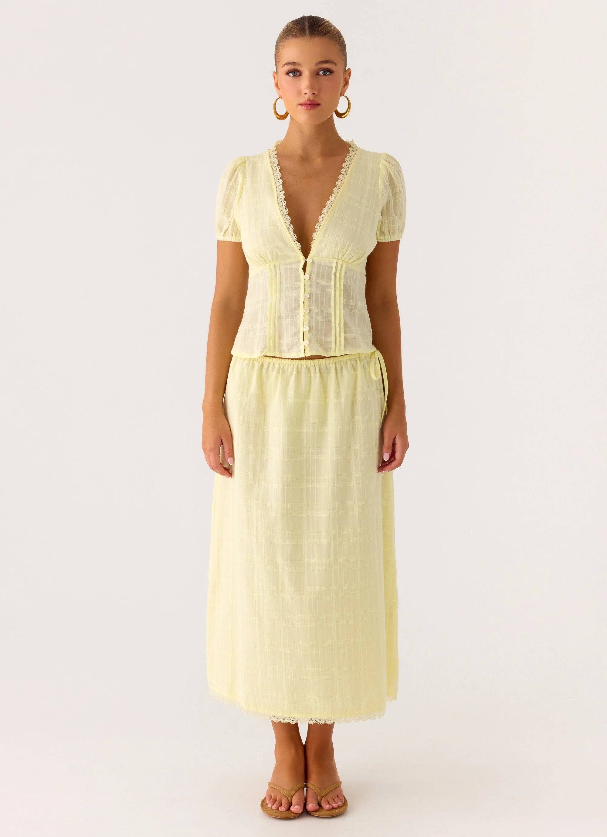 Sweet Lullaby Button Up Shirt Lemon Yellow