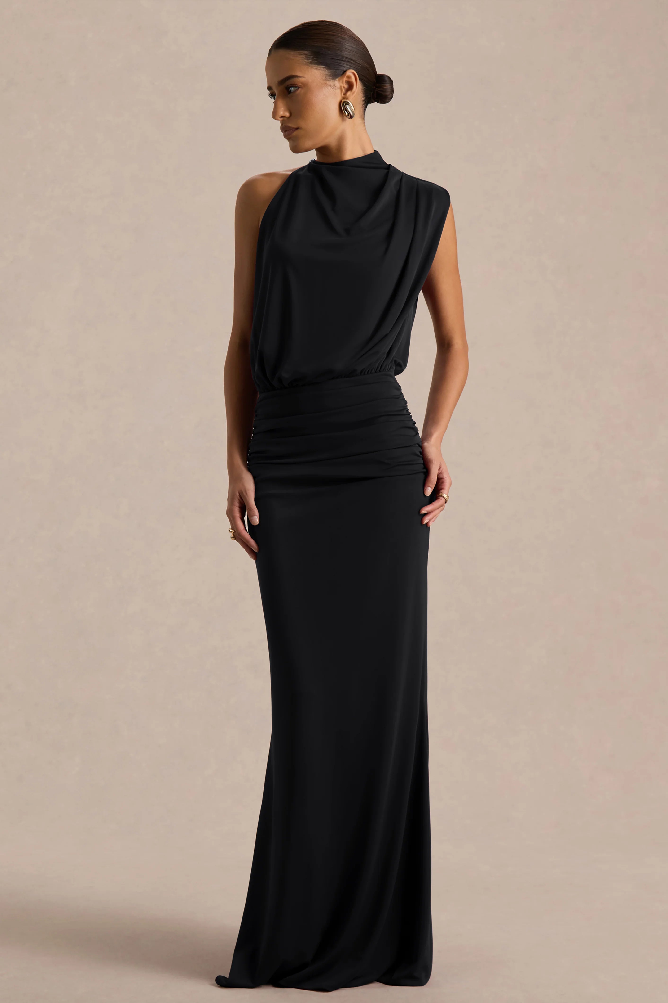 Umaira Black High Neck Maxi Dress