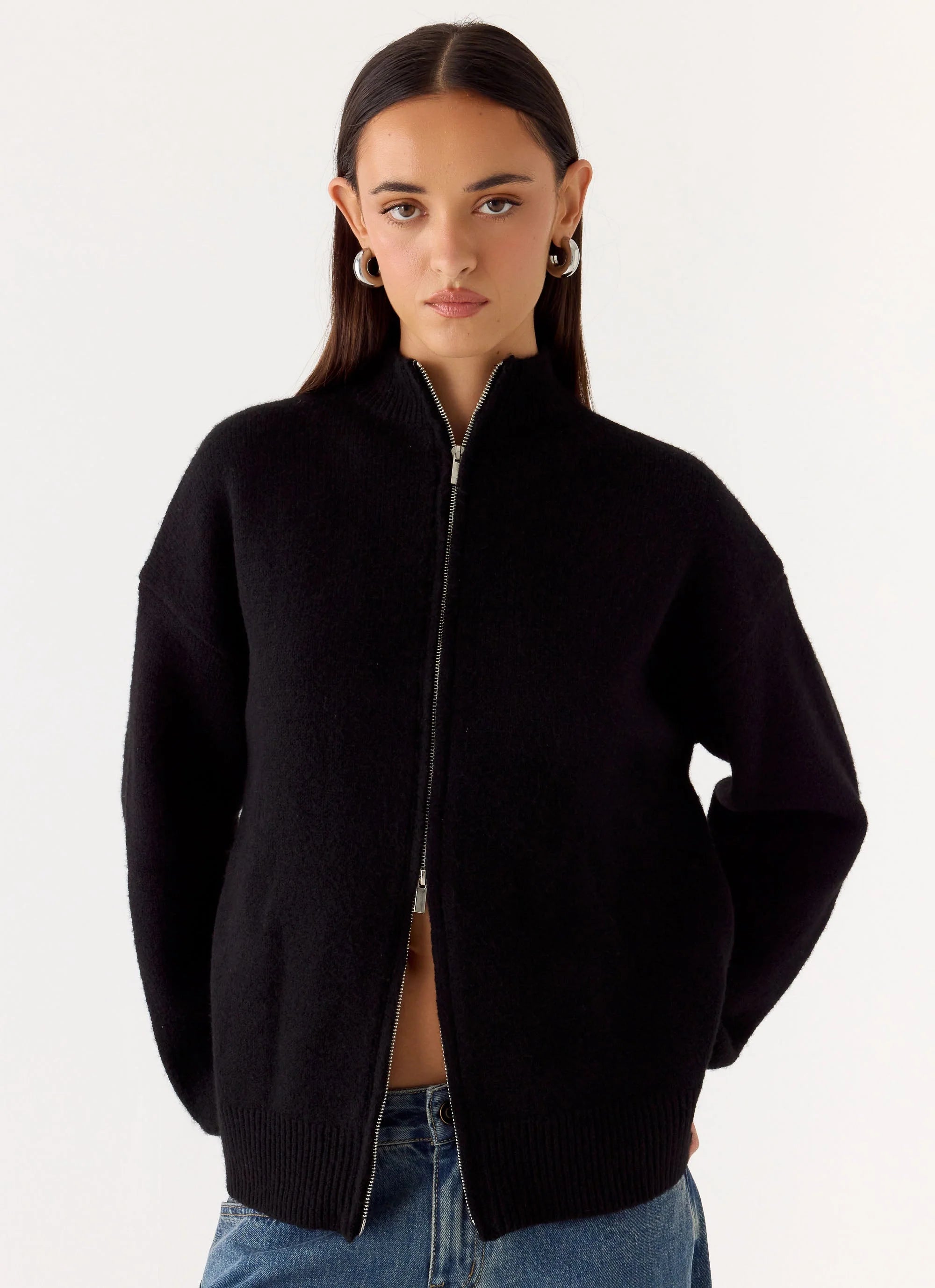 Davy Knit Zip Jacket Black
