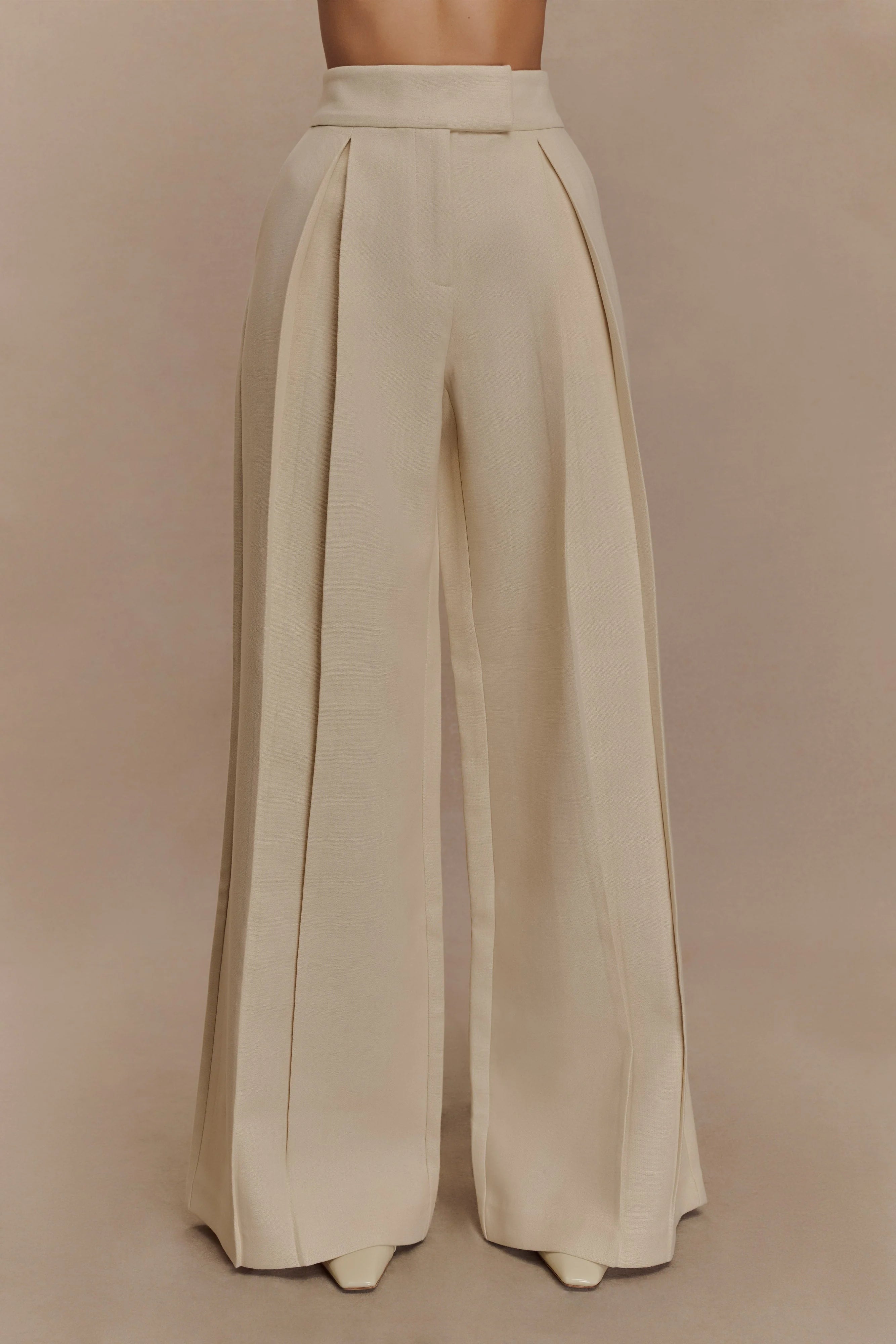 Raya Mid Rise Wide Leg Linen Pant Natural Beige
