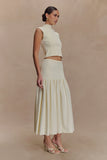 Romaine High Neck Bandage Knit Top Ivory