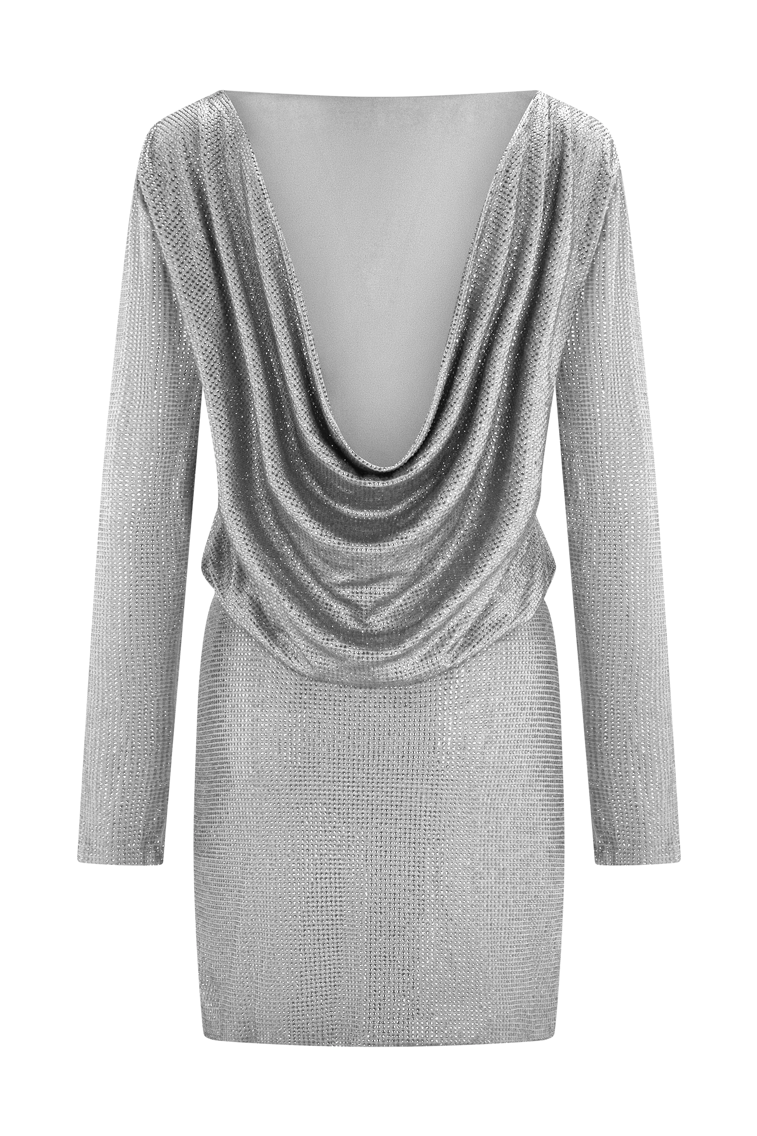 Darius Diamante Cowl Mini Dress Silver