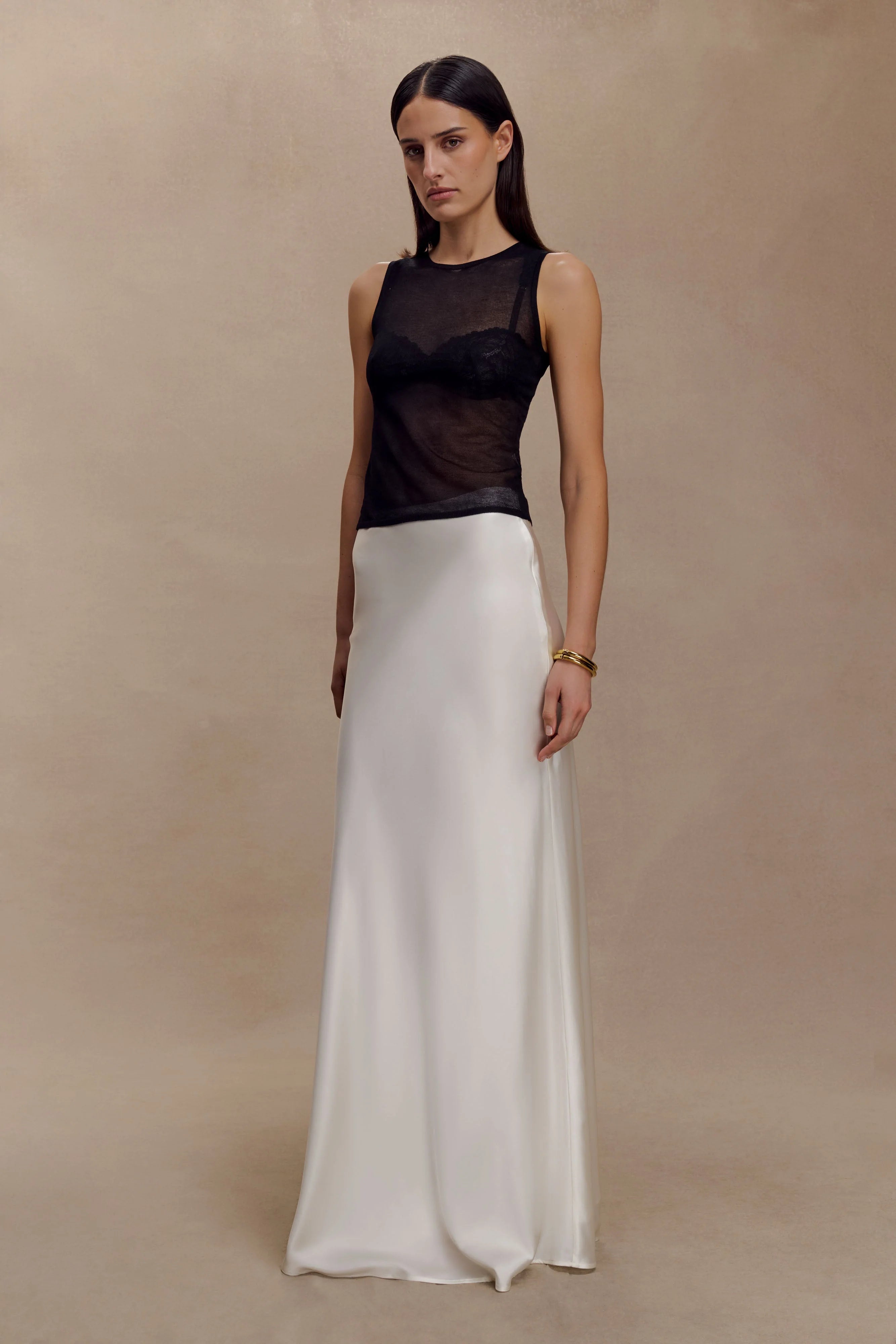 Sabrina Silk Blend Maxi Skirt Ivory