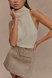 Hayes Faux Suede Belted Mini Skirt Sand