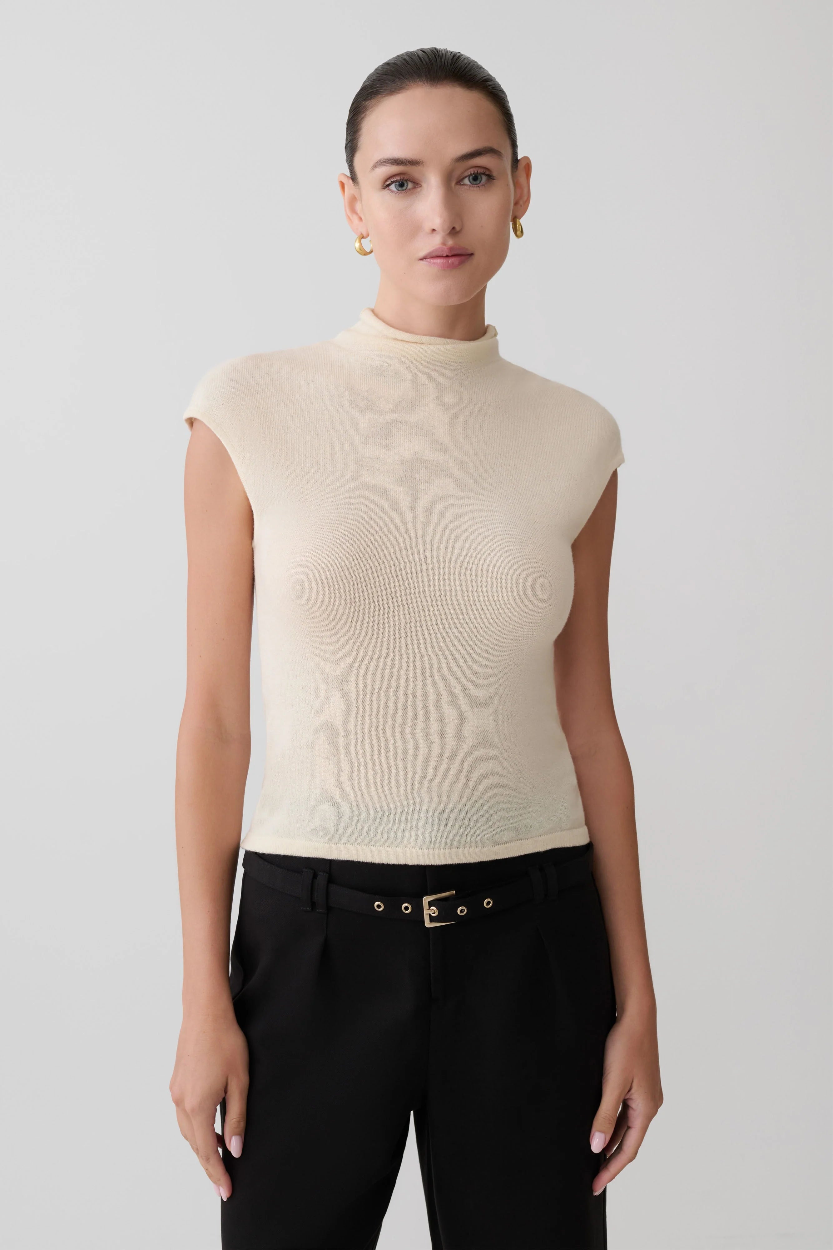 Sonny Short Sleeve Knit Top Cream