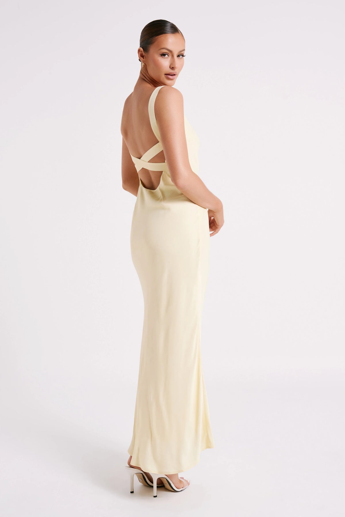 Ensley Satin Maxi Dress Light Yellow