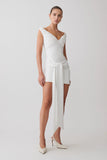 Runa Off Shoulder Mini Dress With Waist Tie White