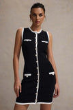 Versailles Black White Knit Sleeveless Mini Dress