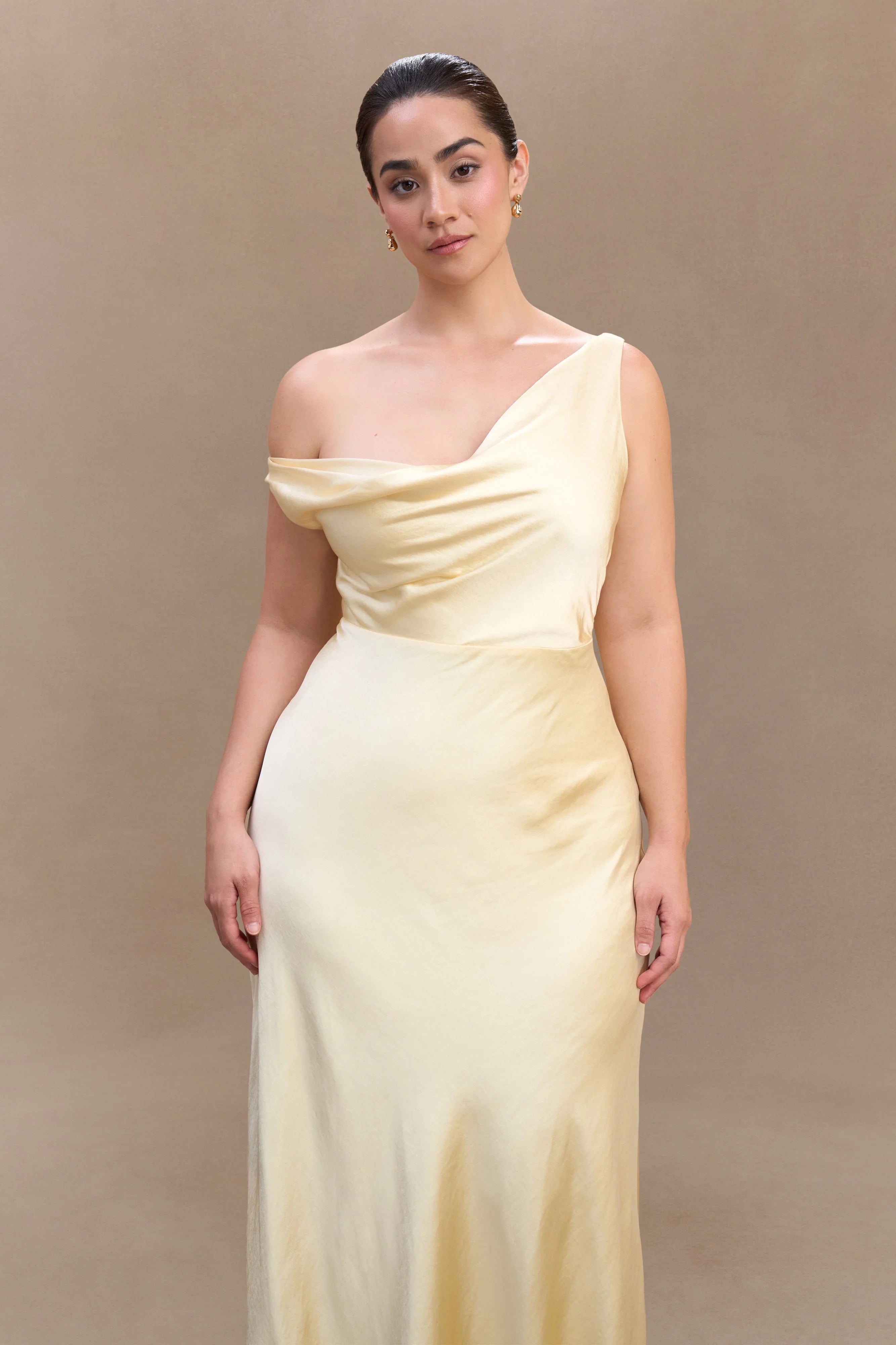 Jacinta One Shoulder Maxi Dress Pastel Lemon