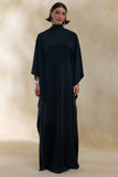 Lumisette Black Satin High Neck Maxi Dress With Cape